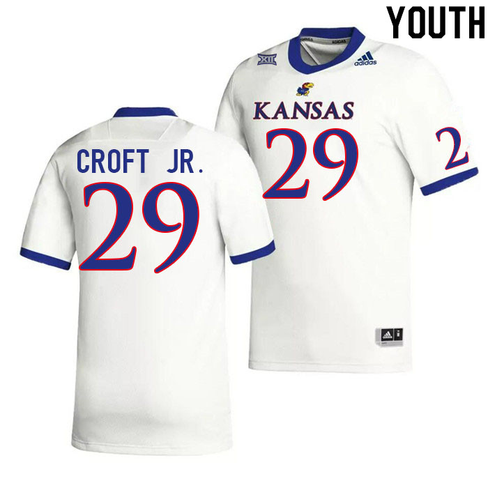 Youth #29 Jameel Croft Jr. Kansas Jayhawks College Football Jerseys Stitched Sale-White - Click Image to Close
